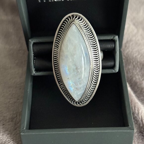 Rainbow Moonstone Ring 925 Sterling Silver - Picture 5 of 5